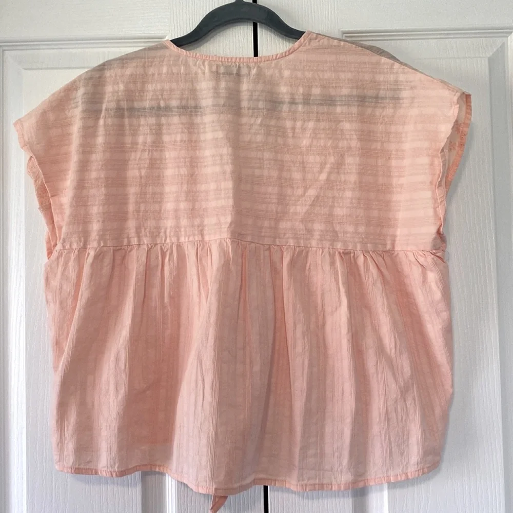 Molly Bracken Blush Pink Tie Front Cropped Top Eyelet Lace Boho Romantic Small - Picture 8 of 11